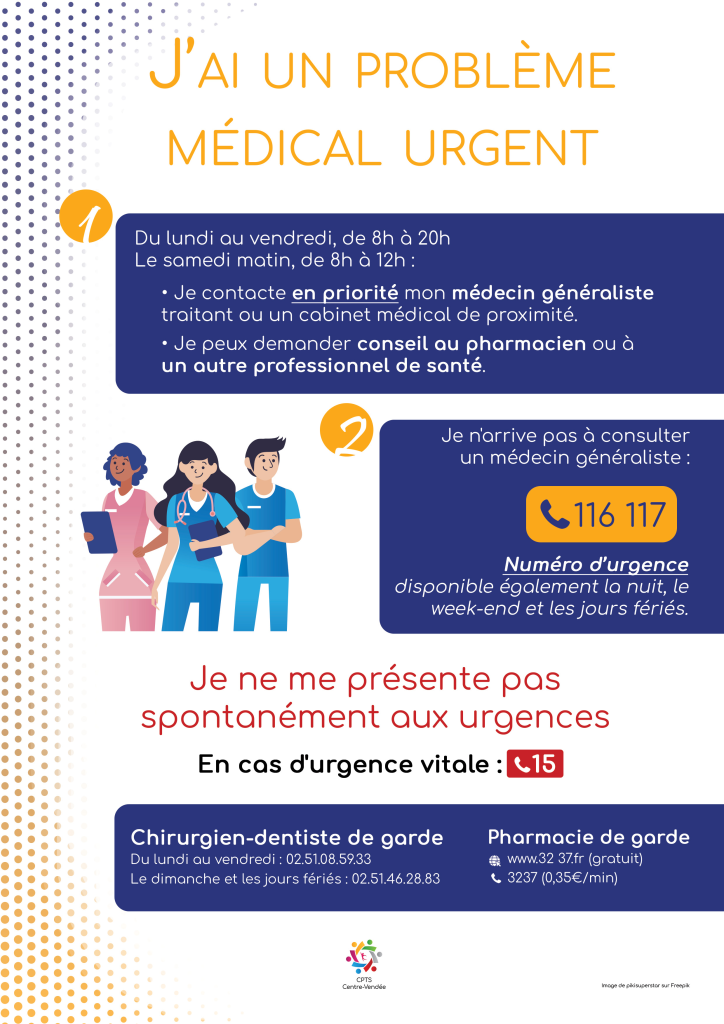 Affiche accès urgences en vendée